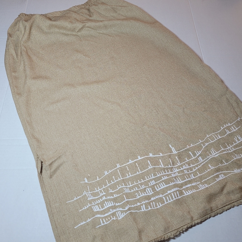 💚 K.D. Spring Womens A-Line Midi Faux Burlap Skirt Size‎ Large